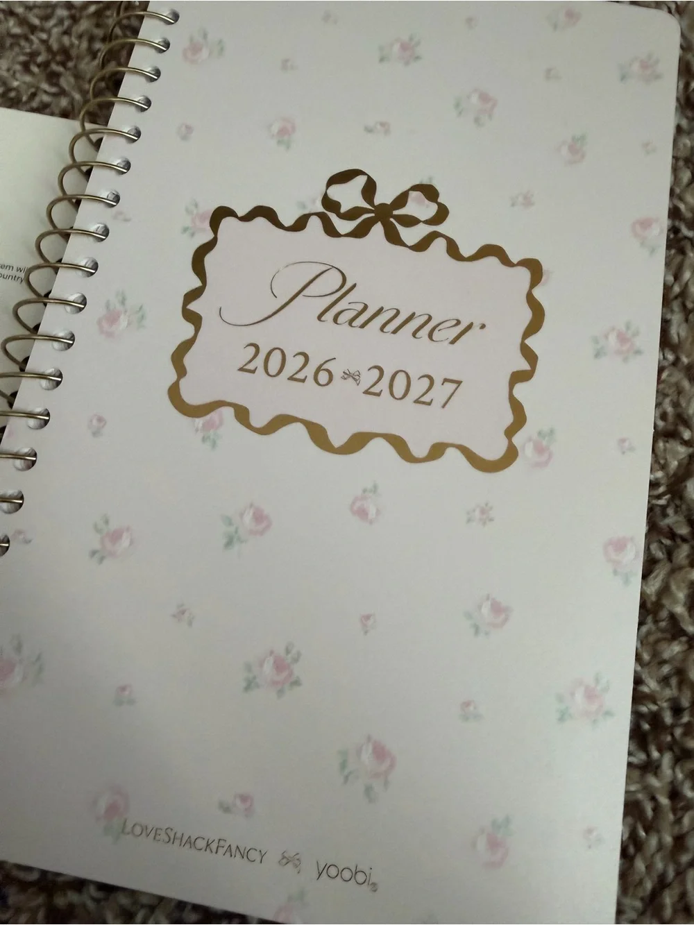 LoveShackFancy Yoobi Pink and Gold 2026-2027 Spiral Planner - Picture 3 of 7